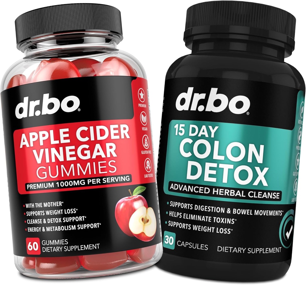 ACV Gummies & Colon Cleanser Detox - 1000MG Apple Cider Vinegar Gummies & 15 Gün Koloni Digestion & Gut Health - Hızlı Doğal Probiyotik Laxative Pills for Bowel Movement Supplements