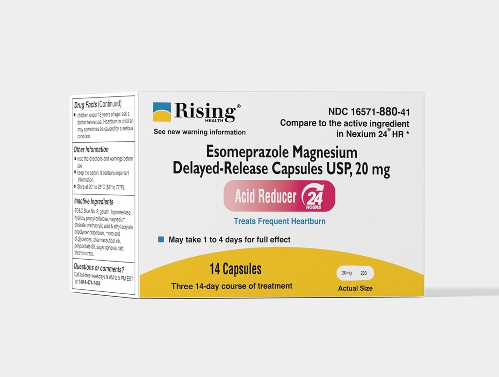 Yükselen Sağlık - Esomeprazole Gecikmiş-Release Capsules, USP - Frequent Heartburn - 20 mg - 42 Kont Count