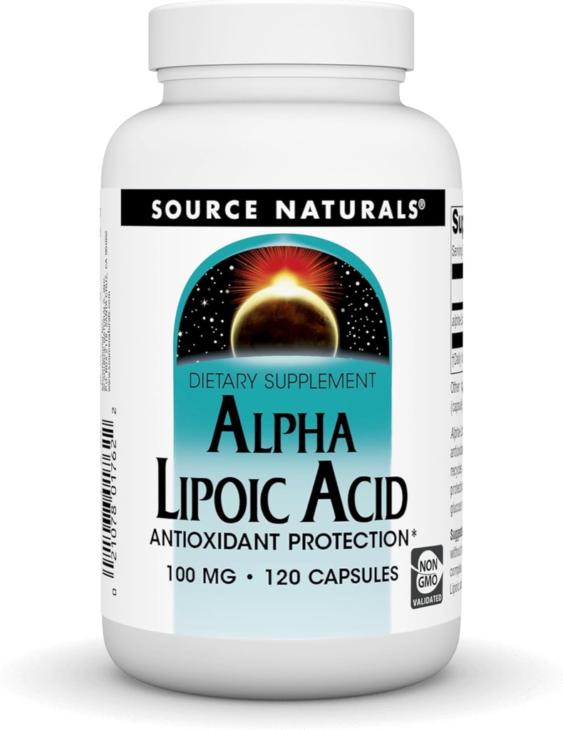 Source Naturals Alpha Lipoic Acid 100 mg Sağlıklı Şeker Metabolism, Liver Function & Energy Generation - 120 Capsules