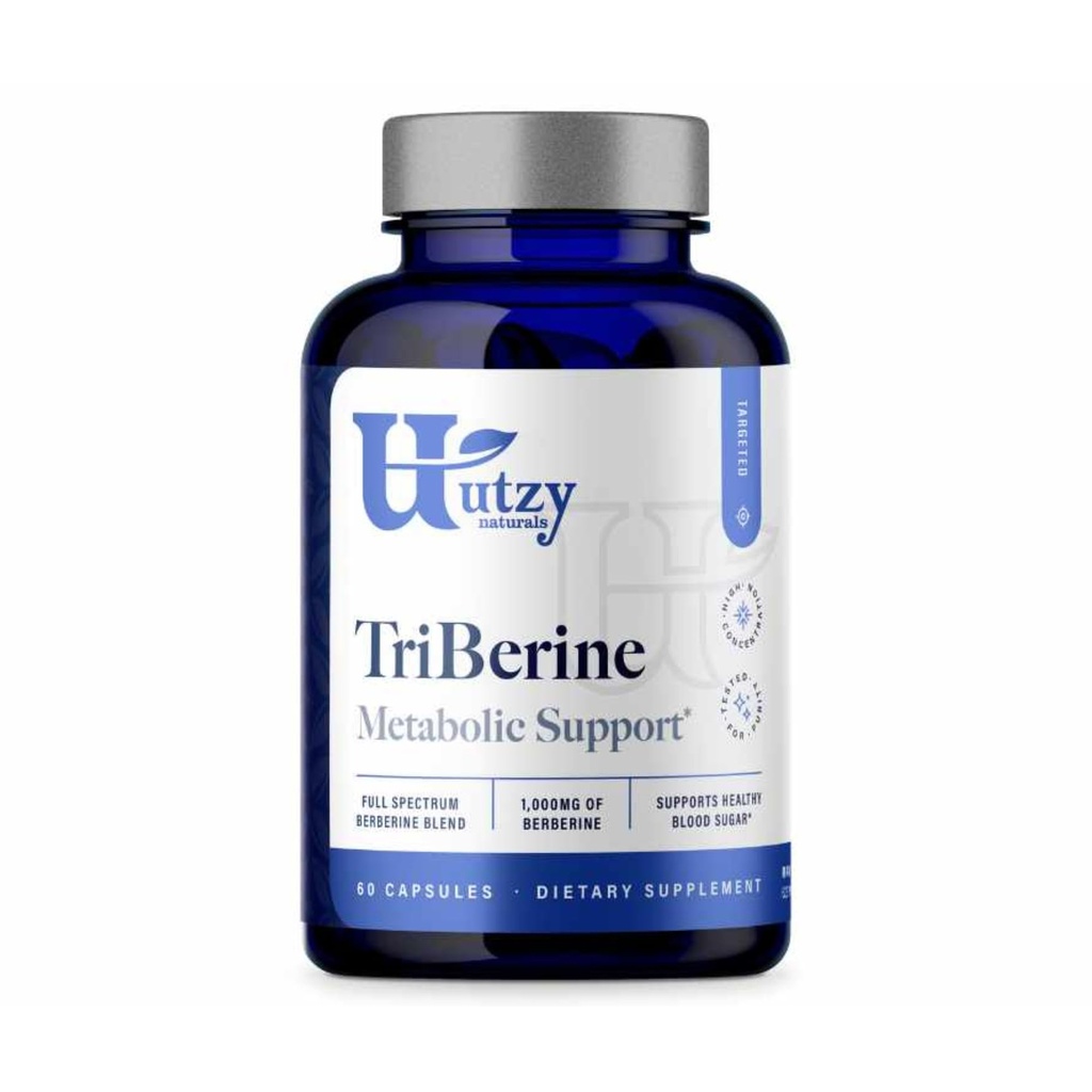 Berberine 1,000 mg Triple Source Full Spectrum Blend, Indian Barberry + Coptis + Oregon Grape Root, Metabolic & Cardiovascular Support, 60 Vegetarian Capsules — TriBerine by Utzy Naturals