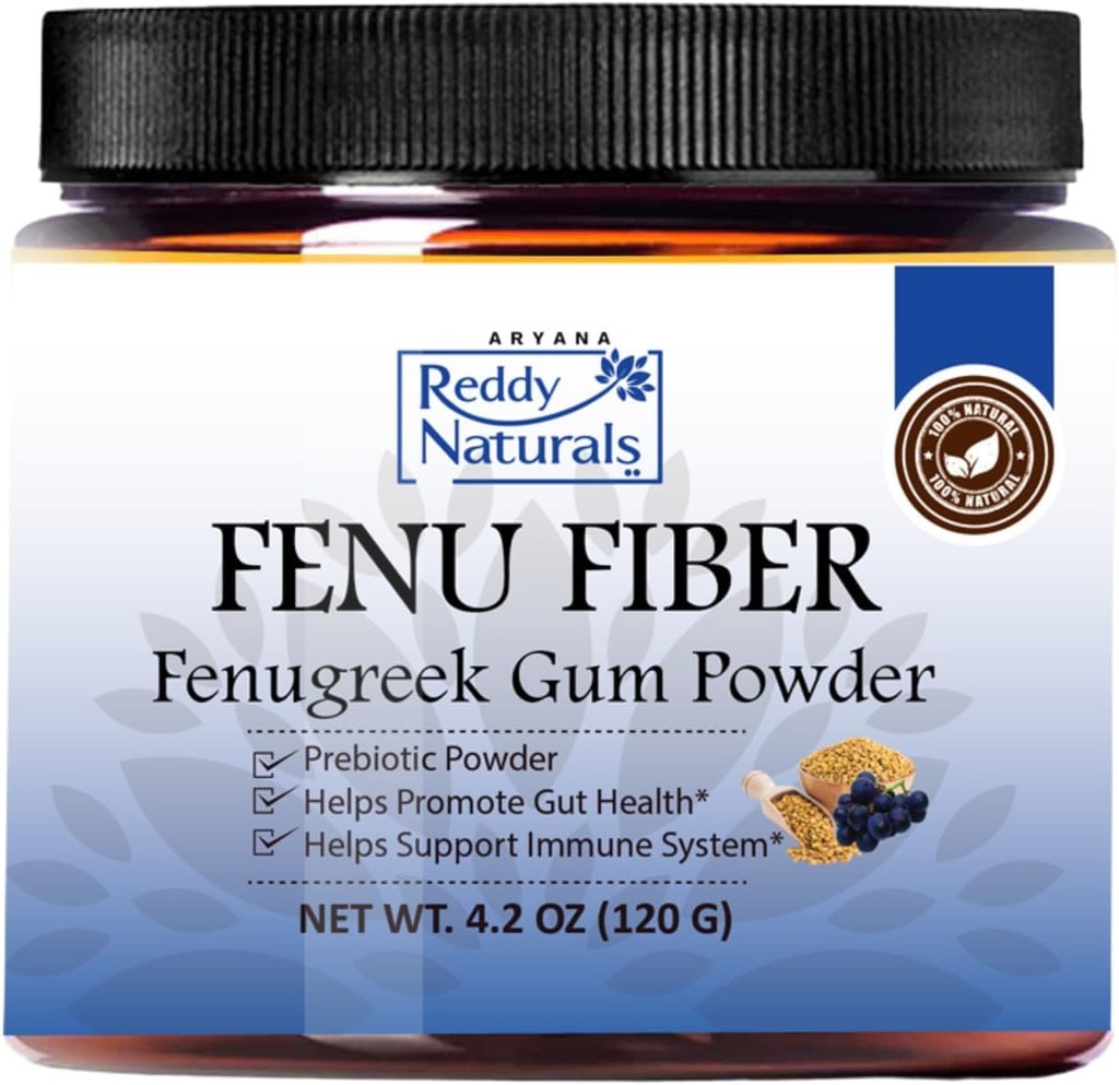 Reddy Naturals Aryana FENU Fiber – Debittered Fenugreek Gum Toz - Muscadine Polyols - Sağlıklı Metabolik Fonksiyonlar - Immune ve Gut Health - 4.2 OZ (120 G)