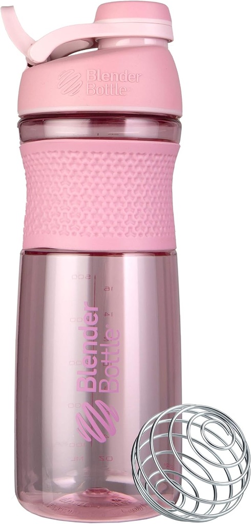 BlenderBottle SportMixer Shaker Şişe Protein Shakes ve Pre Workout, 28-Ounce, Rose