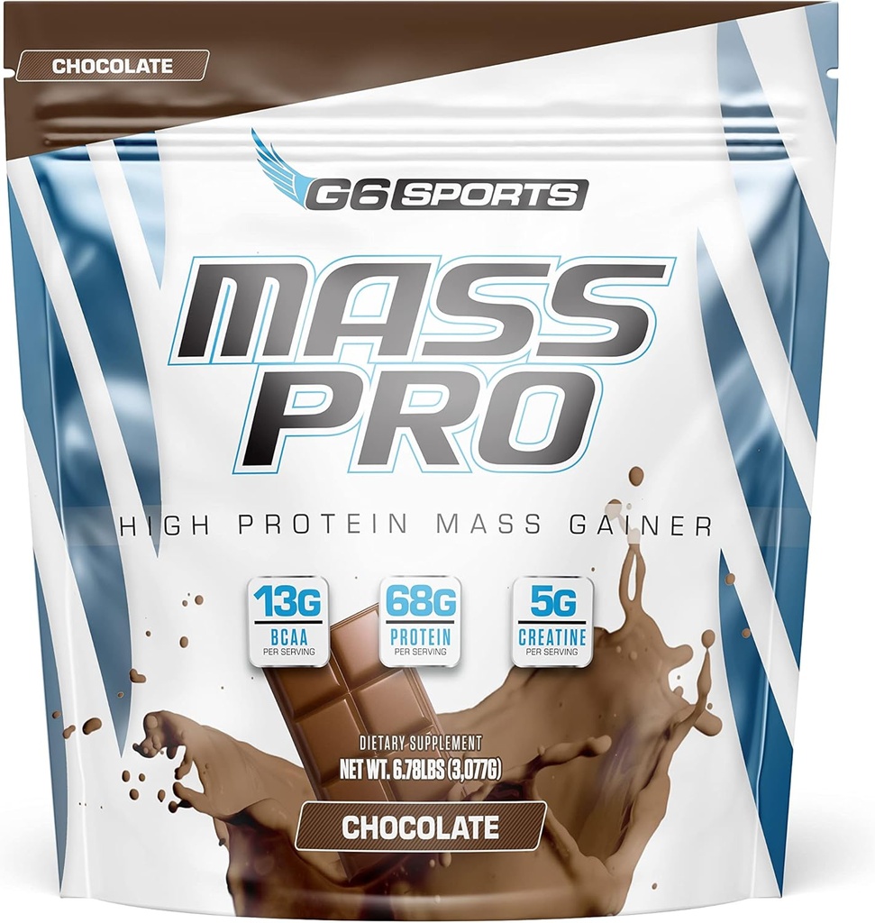 G6 Sports Nutrition Mass Pro High Protein Mass Gainer (64g πρωτεΐνη, σκόνη Avocado, σκόνη λαδιού καρύδας, σκόνη πετρελαίου MCT) – 7lb τσάντα – σοκολάτα