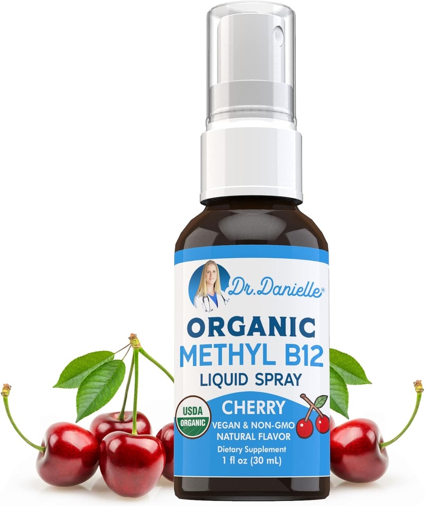 Doktor Danielle USDA Organik B12 Sıvı Kaplama | Enerji Desteği için Sıvı Vitamin B12 | Vegan | Gluten Free | Non-GMO | 1 Fl Oz