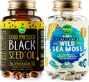 Maju Superfoods 4-in-1 Sea Moss Capsules ve Black Seed Oil Capsules
