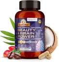 Güzellik ve Beyin Gücü, Ekstra Kuvvet + Triple Action Brain Supplement, Flawless Beauty, Beauty & Brain Health Supplements for Yetişkinler, 60 Vegetarian Capsules