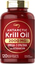 Carlyle Antarktika Krill Oil 2000 mg 120 Softgels | Omega-3 EPA, DHA, Astaxanthin Supplement Red Krill'den Kaynaklandı | Laboratuvar Test Edildi