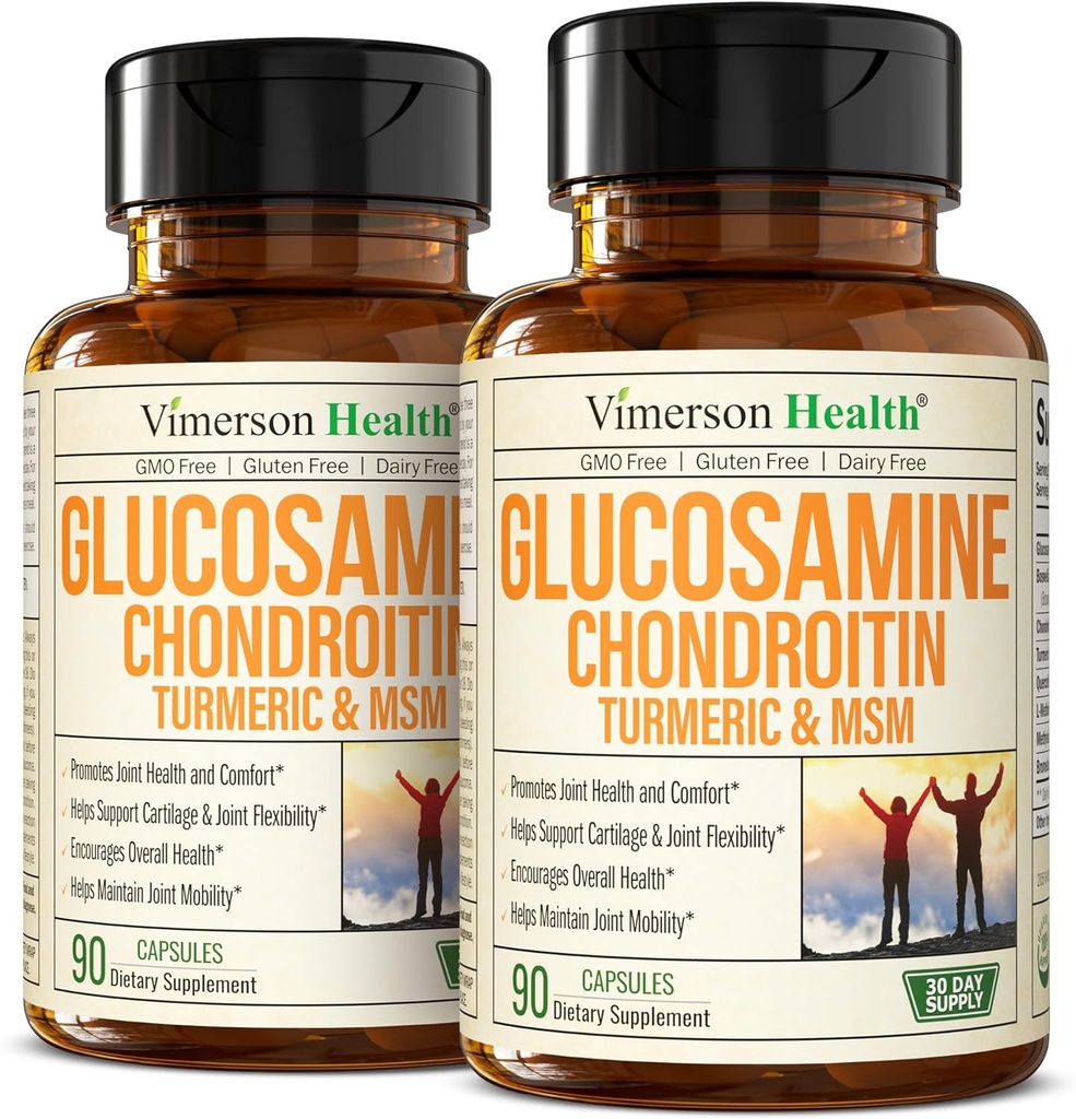 Glucosamine Chondroitin MSM – Glucosamine Sulfate 1500 mg, Chondroitin ve MSM ile Kadınlar ve Erkekler için Ortak Destek Desteği - 2 Pack for Women and Men with Glucosamine Sulfate 1500 mg, Chondroitin and MSM - For Cartilage, Joint Health and Flexacy - 2 Pack