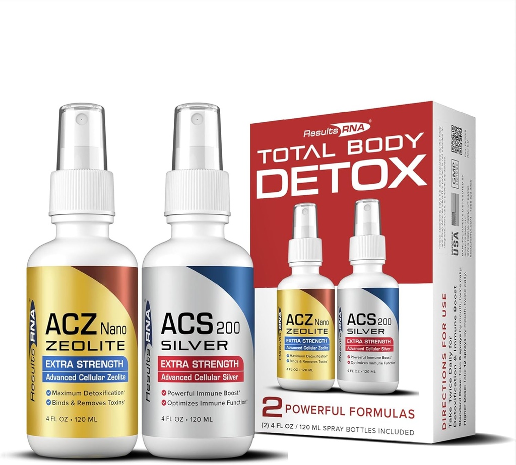 Sonuçlar RNA – Total Body Detox Ekstra Kuvvet Sistemi – ACS 200 Silver & ACZ Nano Zeolit Detoxify & Boost Immunity (4 oz - 60 gün)