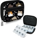 Serfeymi Weekly Travel Pill Organizer Pill Case for Purse with Removable 7 Day Pill Box, Fashionable Travel Medicine Organizer Pill Container for Medicine, Vitamin, Συμπλήρωμα - Black 03 + Pill Box