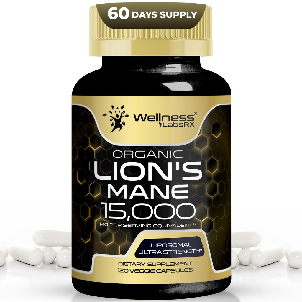 Lions Mane Supplement Capsules - 120 Kont - Mushroom Supplement, Beyin Supplements for Memory and Focus, Lion's Mane Mushroom Capsules Organic - Cognitive and Immune Support, Focus Supplement