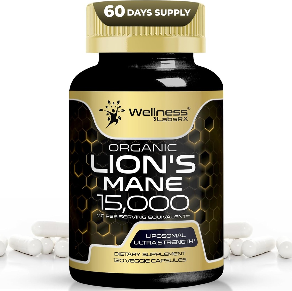 Lions Mane Supplement Capsules - 120 Kont - Mushroom Supplement, Beyin Supplements for Memory and Focus, Lion's Mane Mushroom Capsules Organic - Cognitive and Immune Support, Focus Supplement