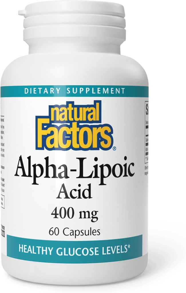 Doğal Faktörler Alfa-Lipoic Acid 400 mg, Tüm Vücut Antioksi Desteği, 60 Capsules