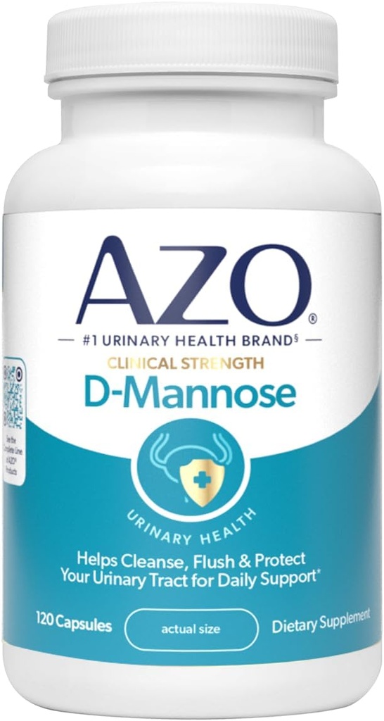 AZO D Mannose Urinary Tract Health, Cleanse, Flush & Koruma Urinary Tract, No.1 Pharmacist Önerilen Brand, Klinik Kuvvet, Non-GMO, 120 Kont