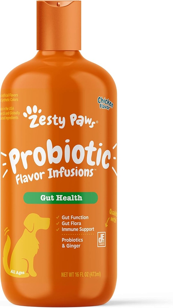Köpekler için Zesty Paws Probiyotik Flavor Infüzyonları - Gut Health & Flora için Probiyotiklerin 500 Milyon CFU - Destekler Immune Sistemi - Tavuk Flavor