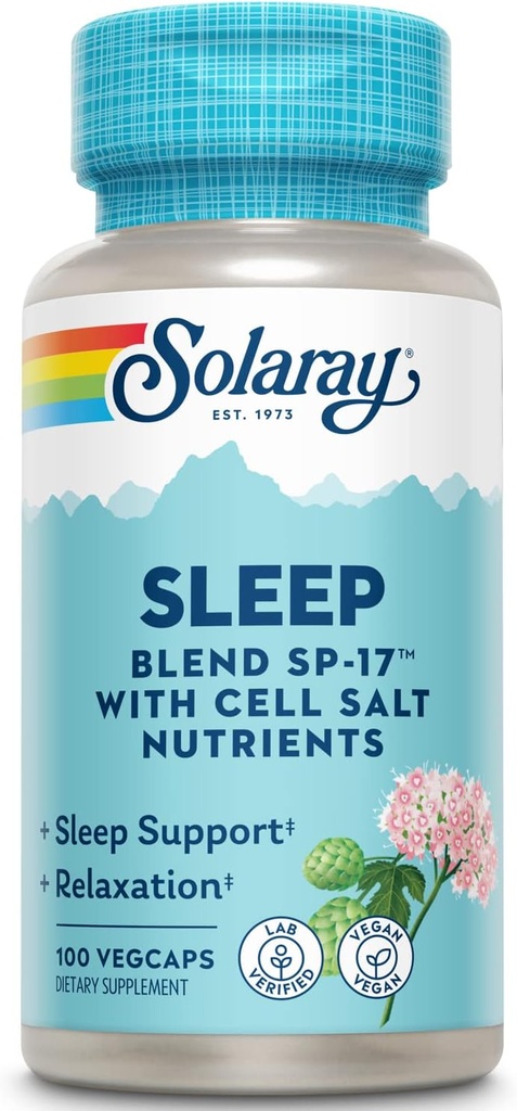 SOLARAY Sleep Mix SP-17 | Herbal Mix w/Cell Salt Nutrients Sağlıklı Uyku ve Rahatlama | Non-GMO, Vegan | 100 VegCaps