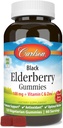 Carlson - Black Elderberry Gummies, με βιταμίνη C & ψευδάργυρο, ανοσοποιητική υποστήριξη, 120 Gummies