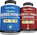 Nutrivein Premium Koreli Panax Reality Supplement & Berberine Supplements Sche: Yüksek-Abase Berberine Kompleksi ve Gerçek Red BTC Sche for Daily Clarity, Vitality, & Wellness