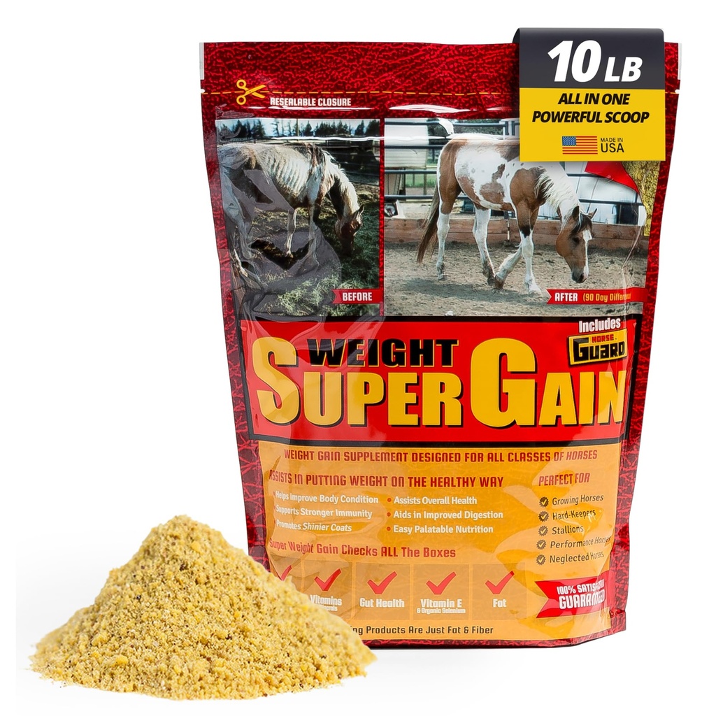 Süper Kilo 10 lb, Equine Vitamin Mineral, Probiyotik & Kilo Ekle Supplement