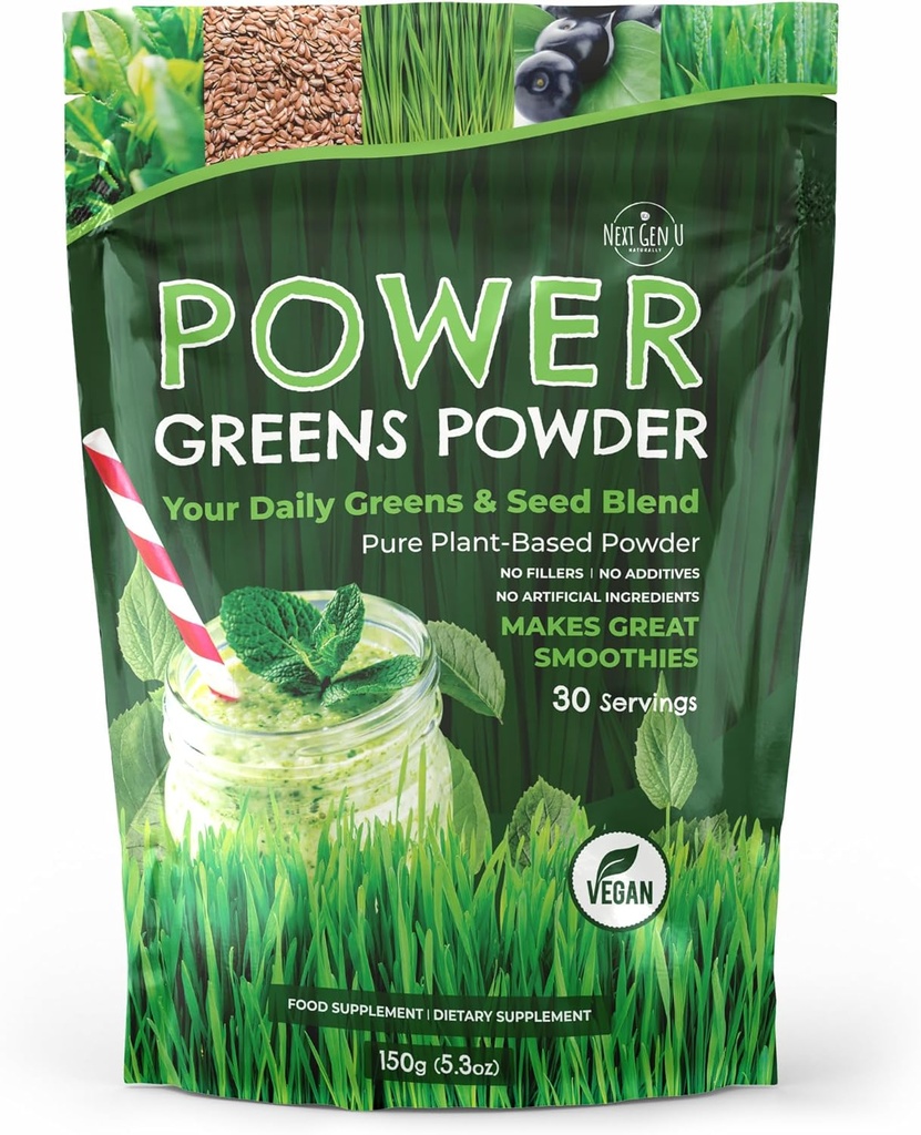 Super Greens Toz - 150g - Immune Support - Gıda Supplement - Superfood Greens - Shakie Mix for Shakes - Detox & Health Boost for Juices or Any Drink - by NextGenU