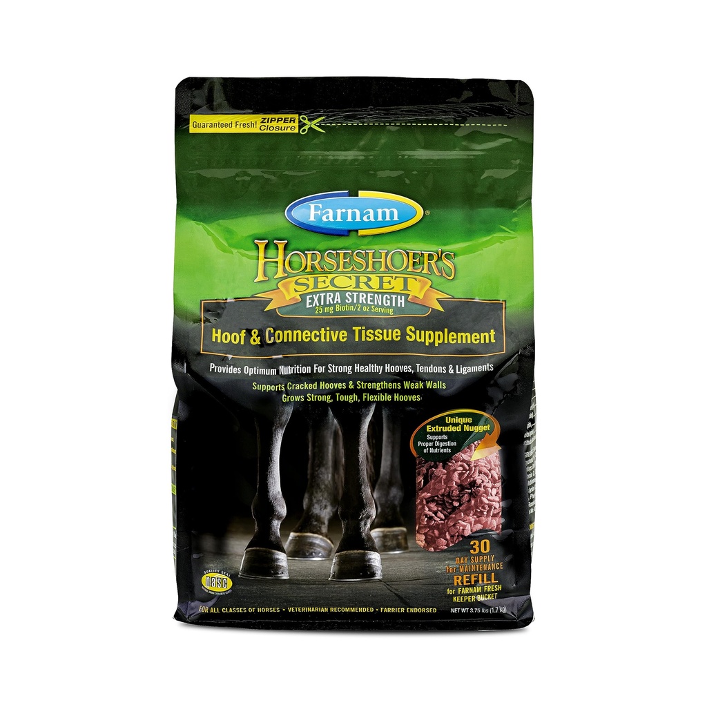 Farnam Horseshoer's Secret EXTRA STRENGTH Hoof Supplements & Connective Tissue Supplement, Προωθεί ισχυρές, υγιείς οπλές, τένοντες & συνδέσμους, 3,75 lbs., 30 ημέρες προσφοράς