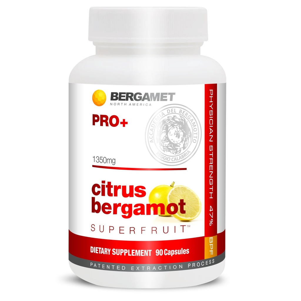 BergaMet Citrus Bergamot SuperFruit PRO+ Supplement, 200:1 Ekstraksiyon, 1350 mg, 80 Polyols, Olive Leaf Extract, 47% BPF, World's Powerfulest, 90 Capsules, Backed by Klinik Studies, Made in the USA