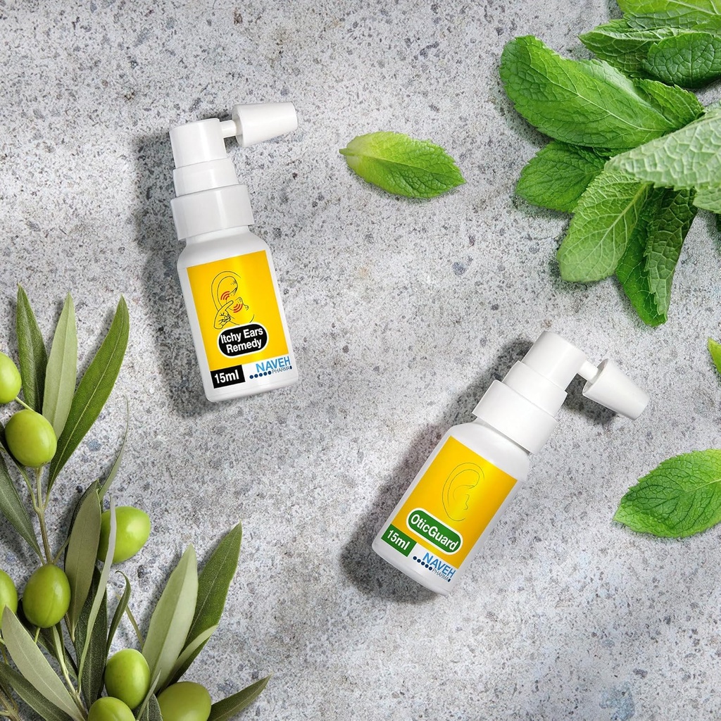 NAVEH PHARMA Itchy Ears Remedy Ear Temizlik ve Itch Relief (0.5 fl oz) + NAVEH PHARMA Otic Guard | Natural Herbal-Oil Mix | for Ear Enfeksiyons (0.5 fl oz)