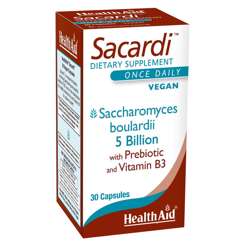 Sacardi Saccharomyces Boulardii – Μία φορά την ημέρα με Βιταμίνη B3 & FOS 