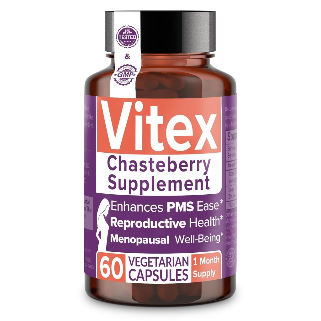 Intimate Rose Vitex Chasteberry Supplement for Women, 1000 mg - Chaste Tree Berry for Hormon Dengesi, Fertness & PMS Support, Regulate Cycles - 60 Capsules