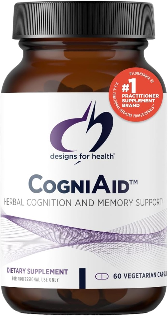 Designs for Health CogniAid - Herbal Memory + Mood Formula with Green Tea Extract, Wild Blueberry + Bacopa (60 Κάψουλες)