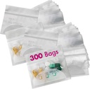 Pill Pouch Bags - (Pack of 300) 3" x 2.75" - BPA Free, Poly Bag Disposable Zipper Pills Baggies, Daily AM PM Travel Medicine Organizer Storage Pouches, Best Clear Reusable with Write-on Labels