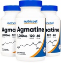 Nutricost Agmatine Sulfate 1000 mg, 120 Capsules (3 Şişe) - Gluten Free, Non GMO, 500 mg Per Capsule