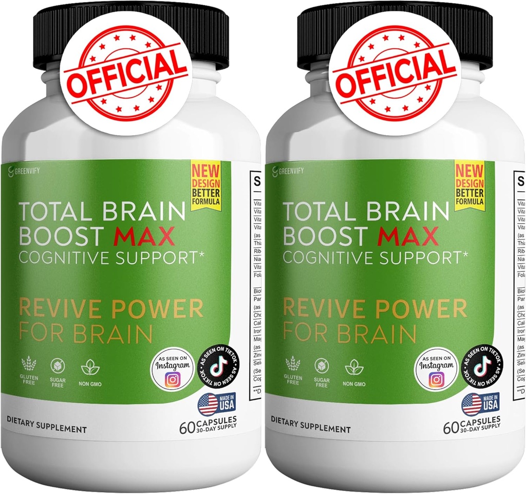 Total Brain Boost - Beyin Desteği Tamamlanmış Memory & Focus Clear Brain Fog & Boost Cognitive Function 120 Natural Capsules