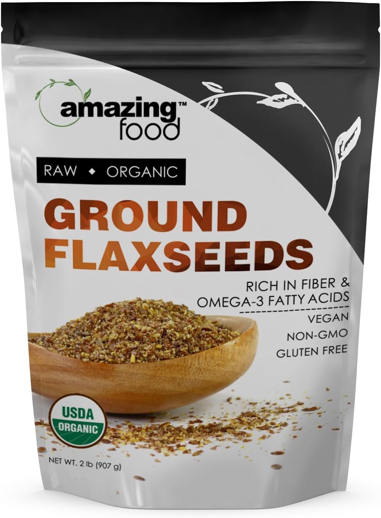 Amazing Food Ground Flaxseed Toz | 2 Lbs | USDA sertifikalı Organik | Vegan | Non-GMO | Gluten Free | Made in USA