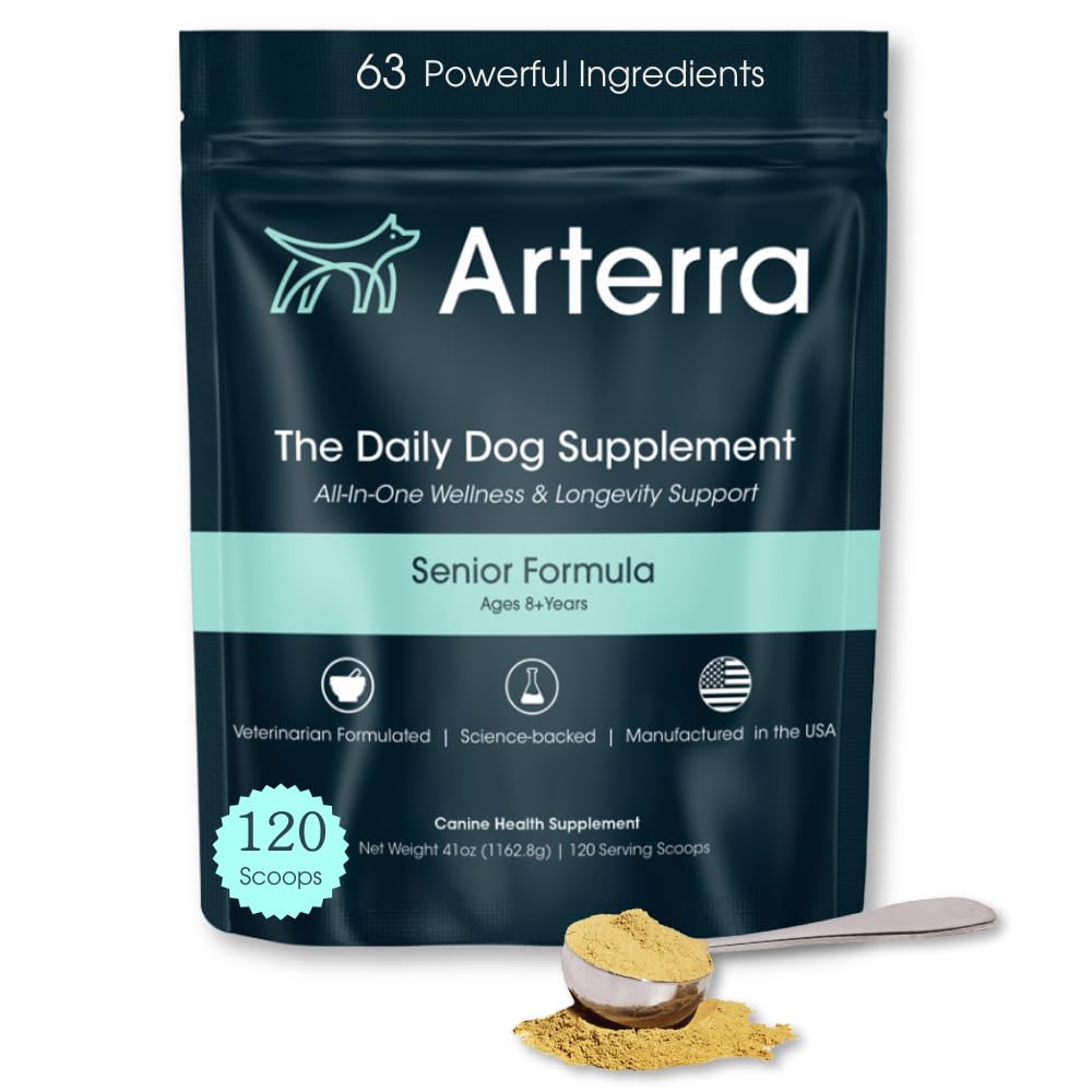 Senior Dog Toz Supplement & Food Topper – 63 Joint, Gut, Immune & Brain Health – Daily Longevity Multivitamin with Glucosamine, Probiyotiks, and Fish Oil | 120 Scoops