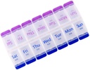 Pill Organizer 7 Gün, Pill Box 2 Times bir gün AM PM Pill Case, Haftalık Pill Konteyner Portatif Seyahat Tıp Kutusu Vitaminler ve Supplements (Mavi-Purple)