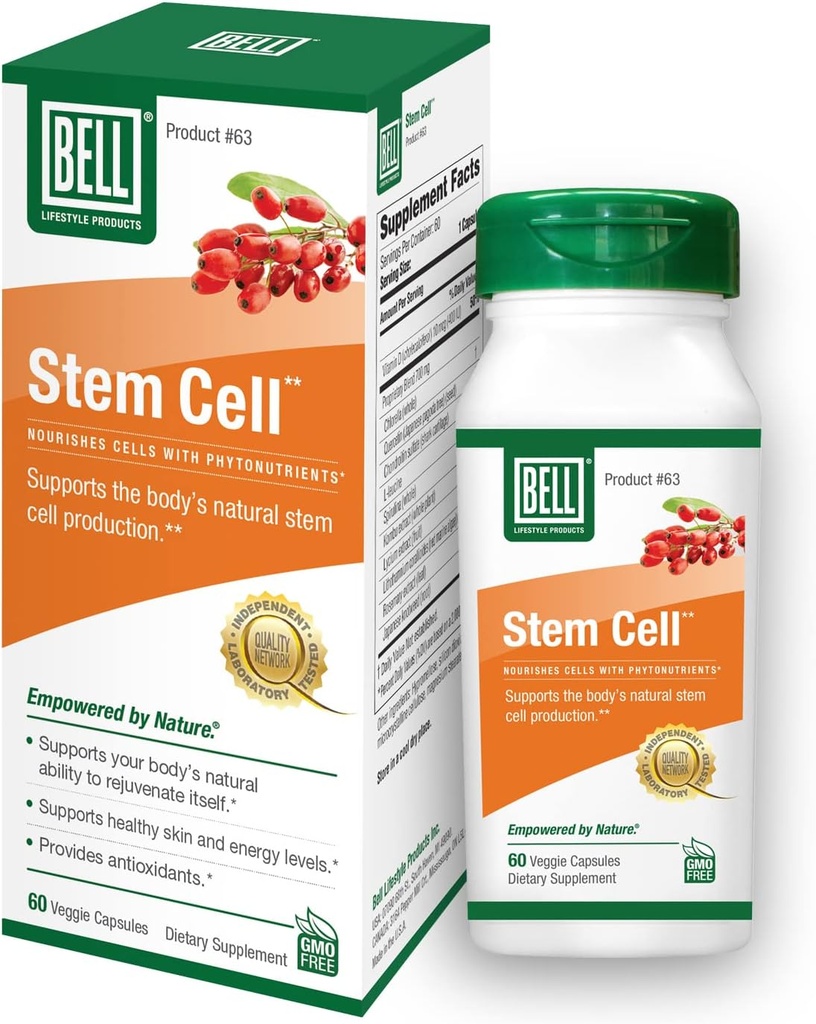 Bell Stem Hücre Supplements - Vücudun doğal yeteneğini Worn Out Hücreleri ve Rejuvenate Tound | Celulas Madres | 60 Capsules