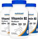 Nutricost Vitamin B2 (Riboflavin) 400 mg, 120 Capsules (3 Şişe)