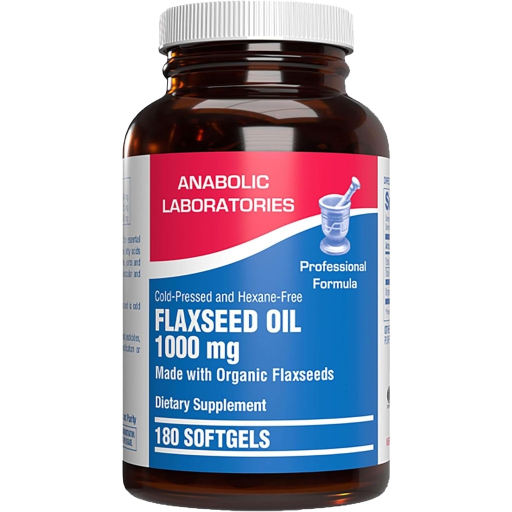 Cold Pressed Organic Flaxseed Oil 1000mg Softgels - Doğal Occurring Omega 3 6 9'da Tam Vücut Faydaları - Balık Ücretsiz Omega 3 Supplement (180 Softgels)