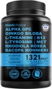 12-in-1 Nootropic Ginkgo Biloba για την υποστήριξη του εγκεφάλου, τη μνήμη και την εστίαση - B12, Alpha GPC, L Theanine και Choline Συμπληρώματα με Bioperine μη καφεΐνη 1321mg (60ct)