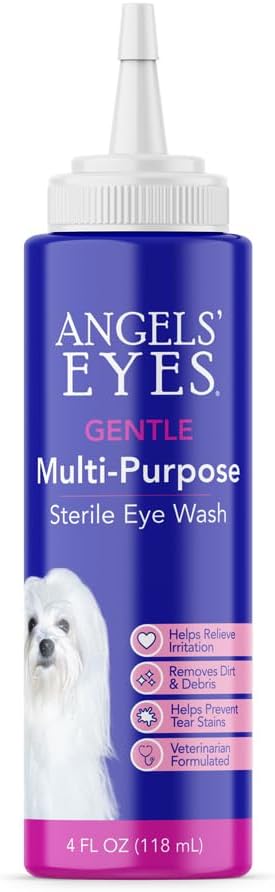 ANGELS' EYES Multi-Purpose Sterile 4 oz Göz Temiz ve Rinse, Tear Stainksiyonu Allergies, Debris, Mucus, Irritation ve Weepy Eyes for All Dogs with Boric Acid
