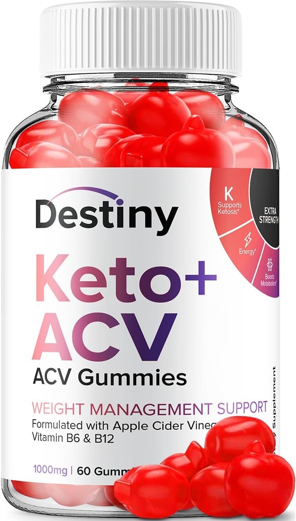 Destiny ACV Gummies - Gelişmiş Formula Destiny Keto Plus ACV Gummies, Kilo Yönetimi,Destiny ACV Diyetary Supplement Men Women (60 Gummies)