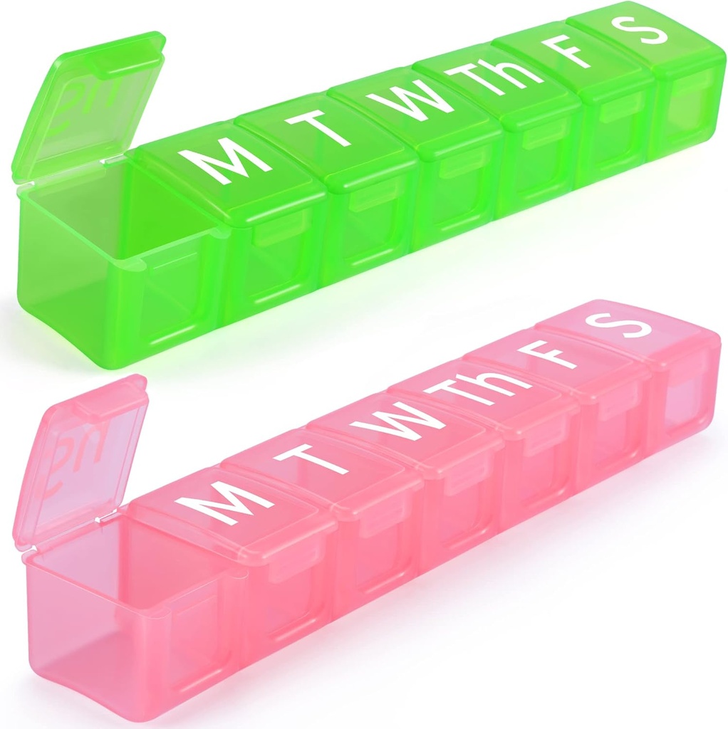 2 Pack Extra Large Weekly Pill Organizer, BPA Free Pill Box 7 Day with XL Compartment for Fish Oils, Travel Friendly Medicine Organizer Pill Case for Vitamins, Συμπληρωματικά