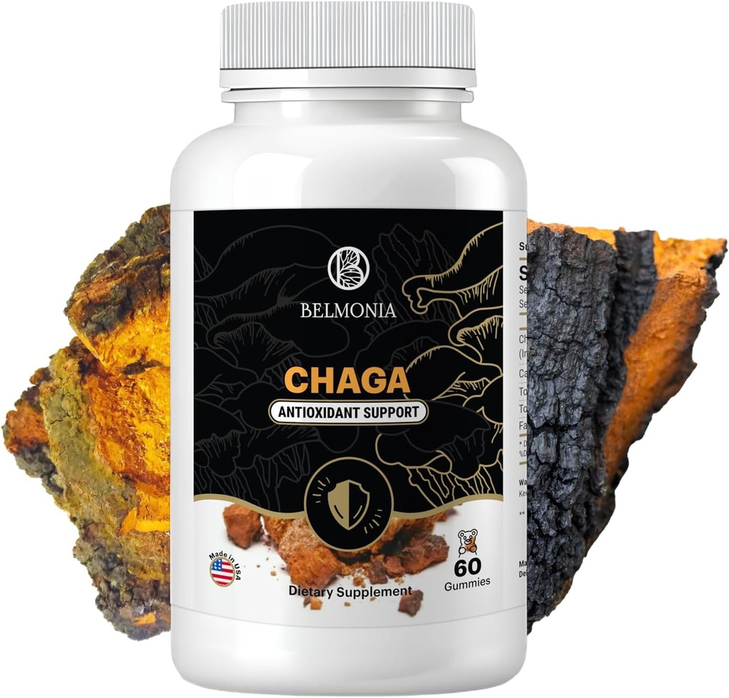 Chaga Mushroom Gummies - Antioksi Immune Support Supplement - Diyeter Mushroom Supplement - 60 Gummies - ABD'de Made in USA - Shrooms for Health - Organik Vegan Frendly
