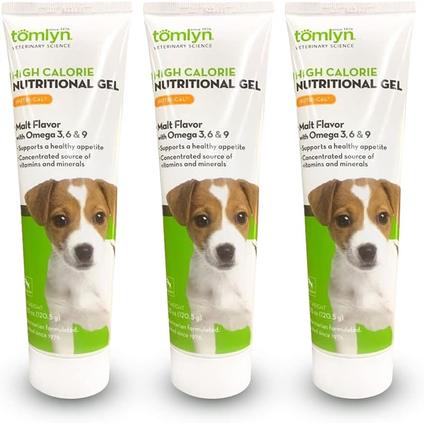 Tomlyn Nutri-Cal Malt-Flavored High-Calorie Nutritional Gel for Puppies, Helps Support a Health Appetite Giveing Extra Calories, Vitamins & Minerals in a Tasty Supplement, 4.25oz-3 Pack