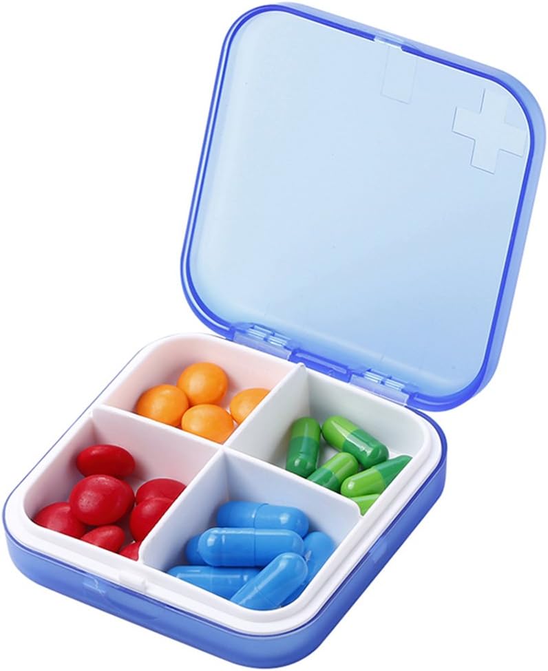 Portre Pill Organizer - Purse veya Seyahat için Slim Pill Box, Compact Pill Case (4 Karşılaştırma, Blue)