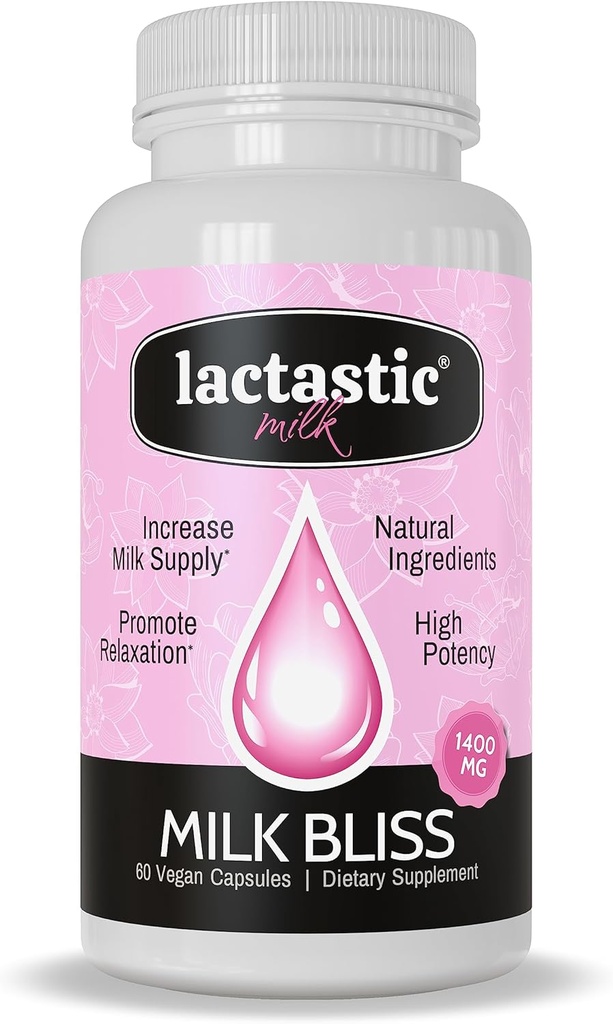 Lactastic® Milk BlissTM - Yüksek Potency Organik Lactation Supplement - Organik Moringa, Milk Thistle, Passionflower & Valerian Root - 60 Vegan Capsules