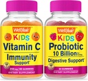 WellEvet C Kids + Probiyotiks 10B Kids, Gummies Sche - Great Tasting, Vitamin Supplement, Gluten Free, GMO Free, Chewable Gummy