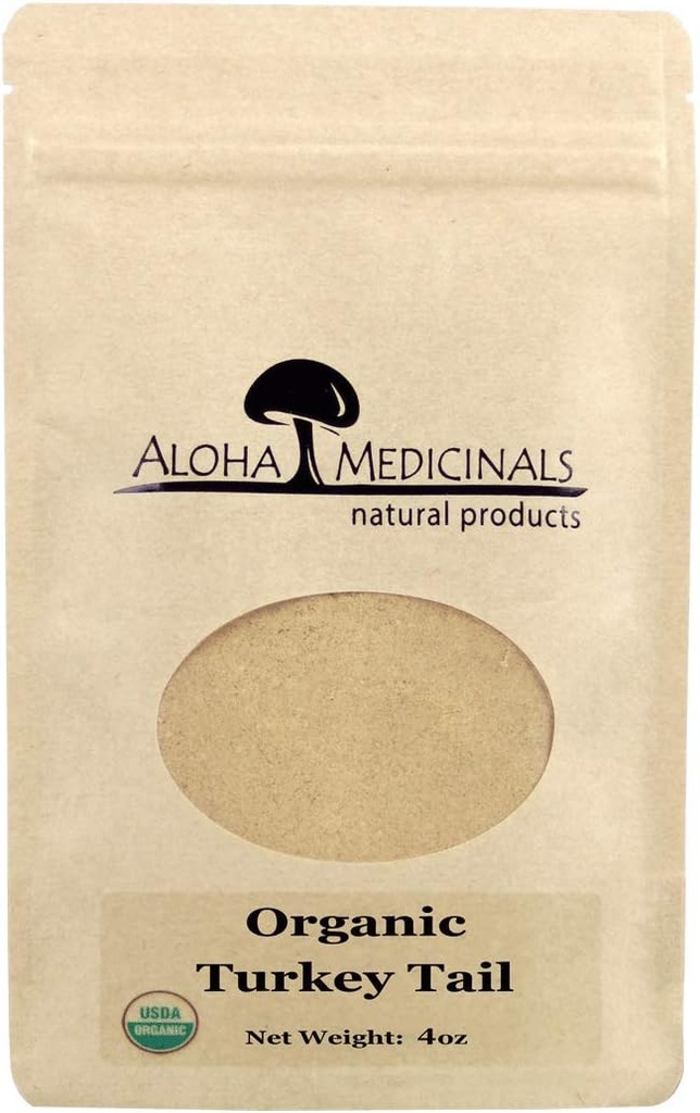 Aloha Medicinals Pure Turkey Tail, sertifikalı Organik Mushroom Supplements, Natural Health Supplement, Bag of 4 oz Toz