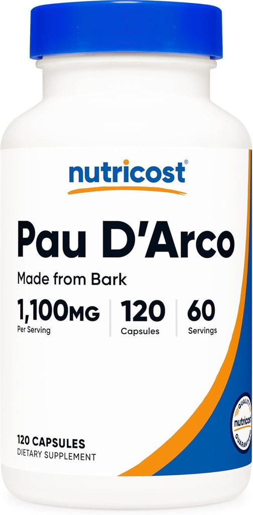 Nutricost PAU D'Arco Inner Bark 1100mg, 120 κάψουλες χορτοφάγων (60 Serv) - Μη ΓΤΟ & Χωρίς γλουτένη